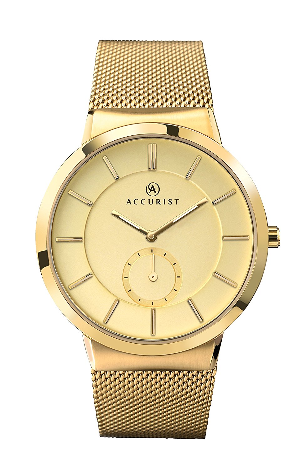 Accurist Men's Quartz Watch with Gold Dial Analogue Display and Gold Plated Stainless Steel Bracelet 7015.01