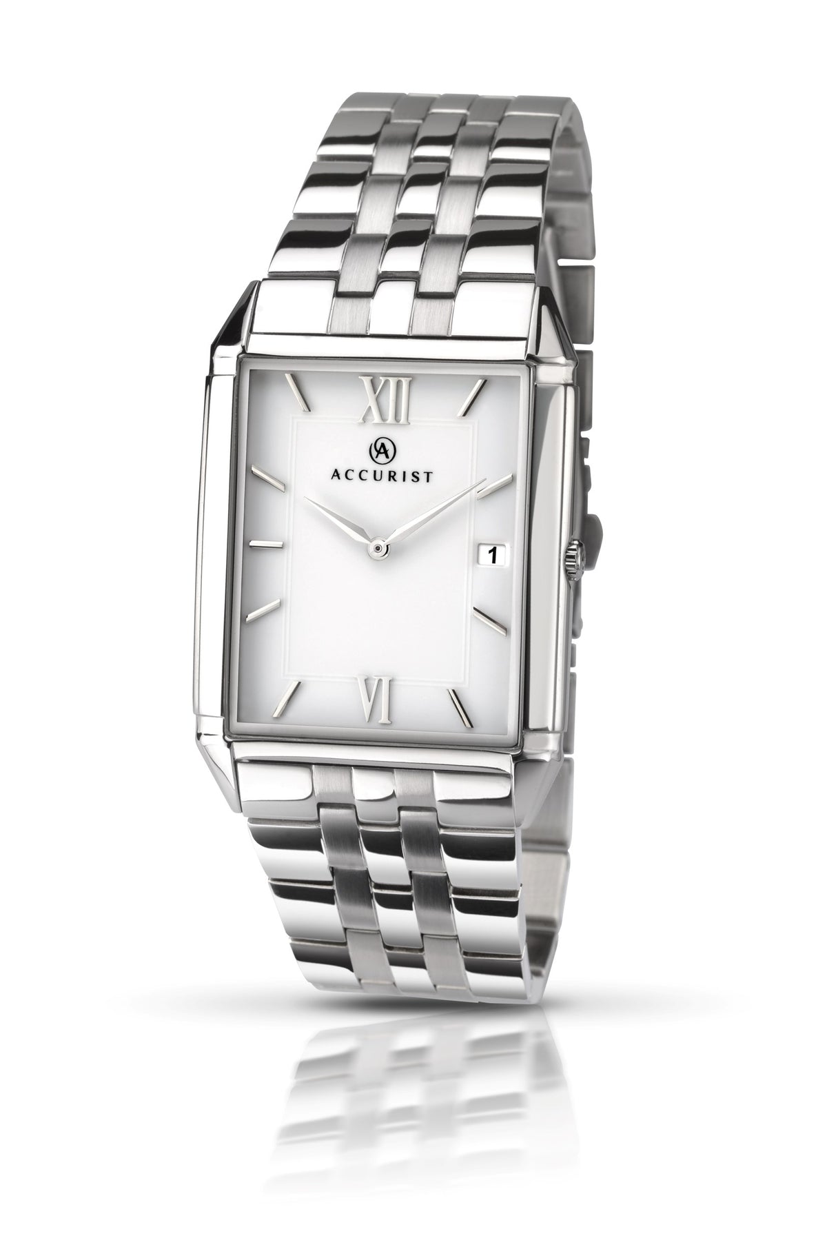 Accurist Gents Analogue Watch With White Dial And Silver Bracelet 7031