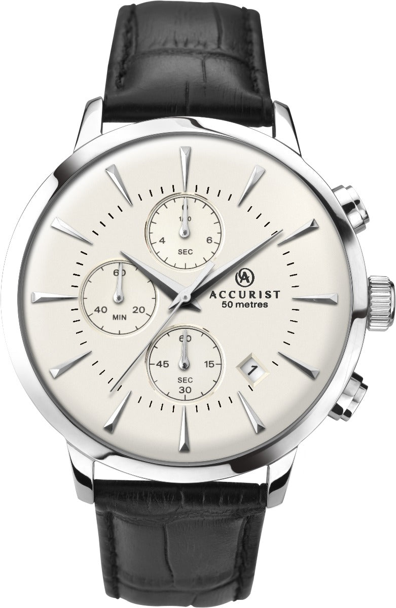 Accurist Mens Analogue Classic Quartz Watch with Leather Strap 7033