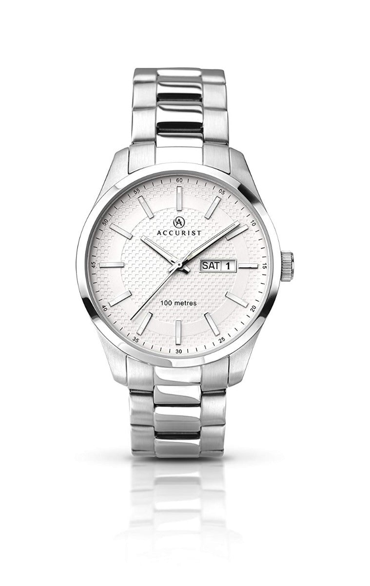 Accurist Men's Quartz White Dial Stainless Steel Bracelet Watch 7056
