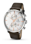 Accurist Men's Quartz Watch Silver Dial Brown Leather Strap 7078
