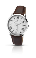 Accurist Gents Analogue Watch With Silver Dial And Brown Leather Strap 7096