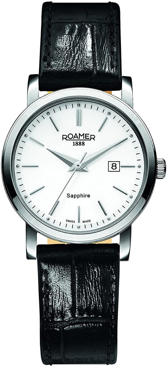 Roamer Ladies Watch with White Dial & Black Leather Strap 709844 41 25 07