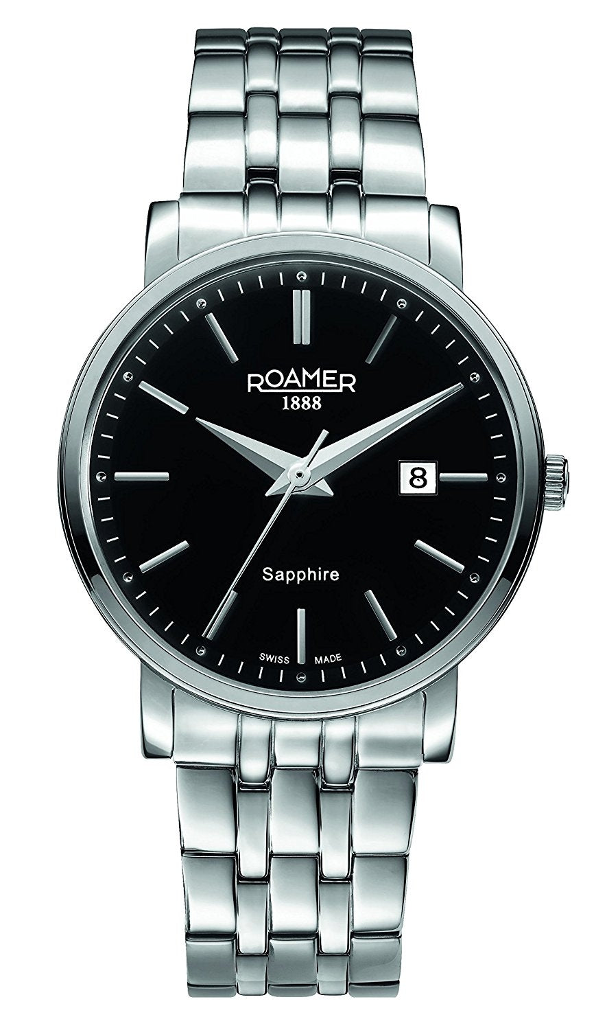 Roamer Men's Quartz Watch with Black Dial Analogue Display and Silver Stainless Steel Bracelet 709856 41 55 70