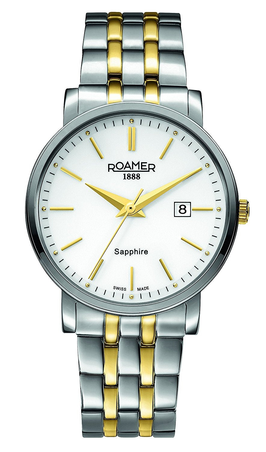 Roamer Men's Quartz Watch with White Dial Analogue Display and Silver Stainless Steel Bracelet 709856 47 25 70