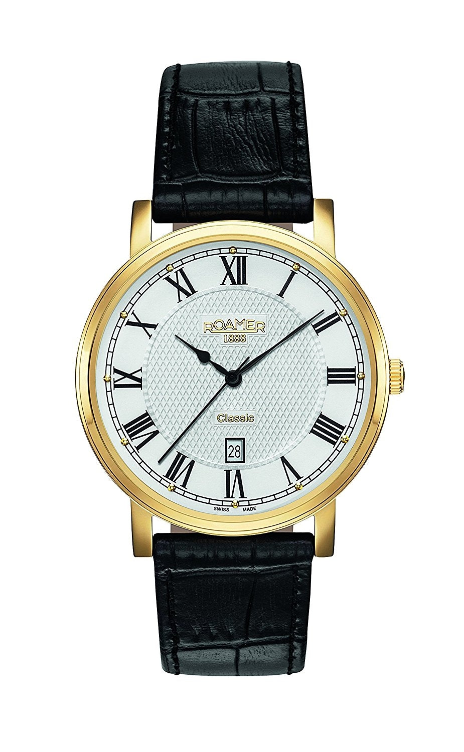 Roamer Men's Quartz Watch with Silver Dial Analogue Display and Black Leather Strap 709856 48 22 07
