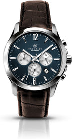 Accurist Mens Chronograph Watch with Blue Dial and Brown Leather Strap 7116