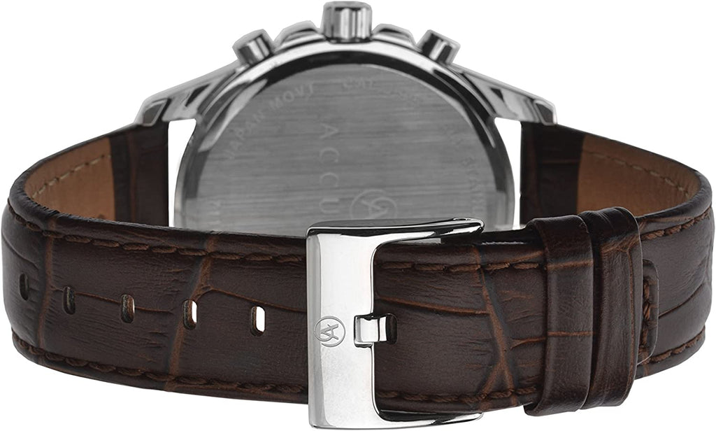 Accurist Mens Chronograph Watch with Blue Dial and Brown Leather Strap 7116