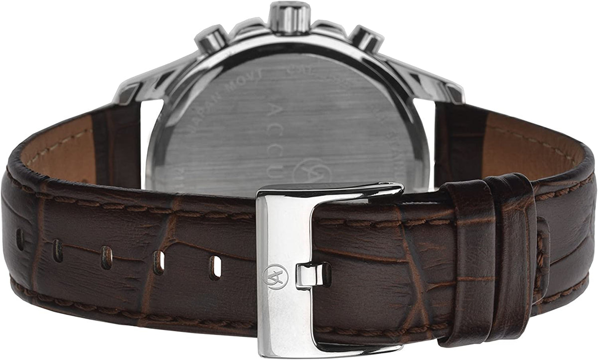 Accurist Mens Chronograph Watch with Blue Dial and Brown Leather Strap 7116