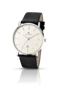 Accurist Gents Analogue Watch With Cream Dial And Black Leather Strap 7123