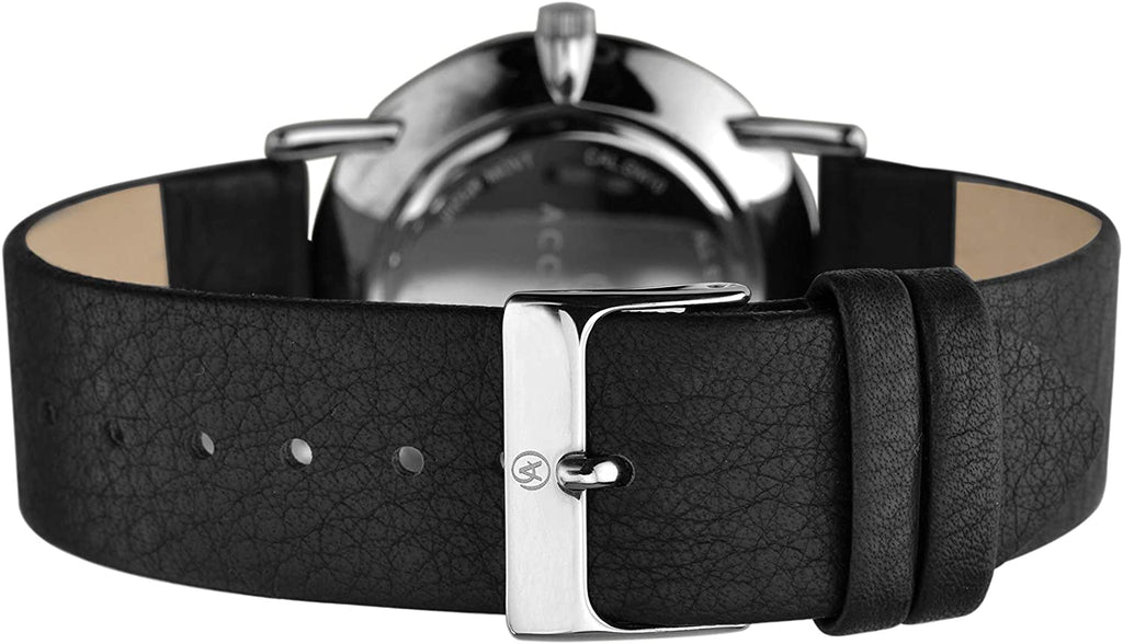 Accurist Mens Watch With Black Dial And Black Leather Strap 7124