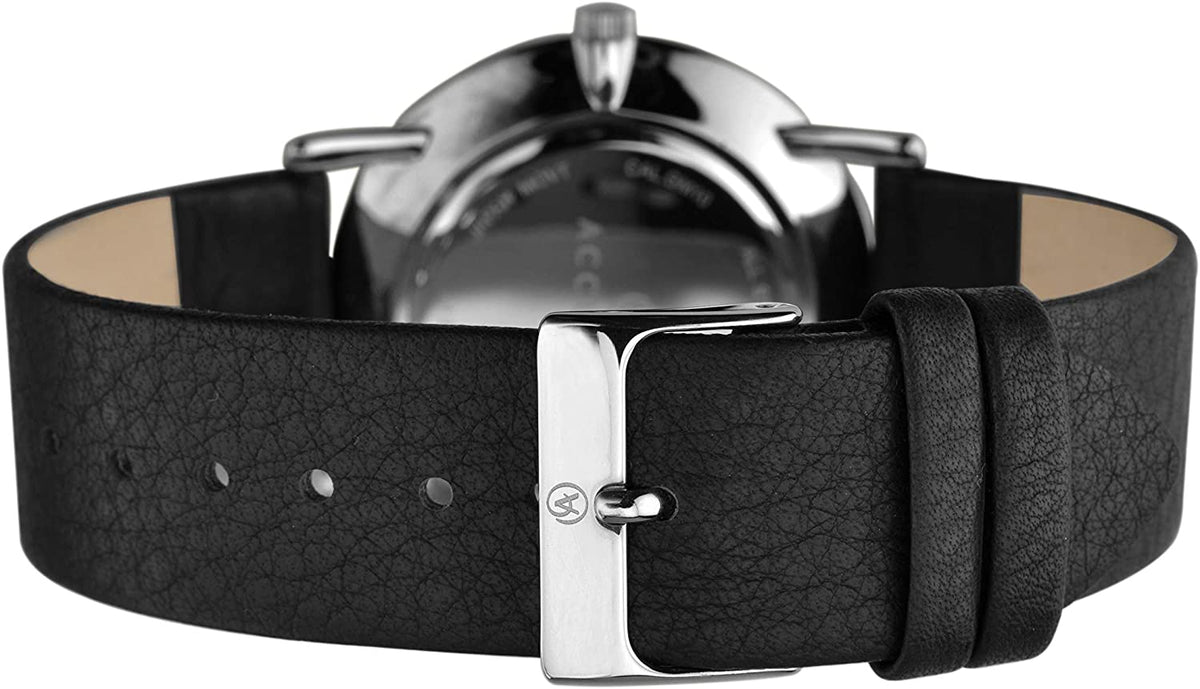 Accurist Mens Watch With Black Dial And Black Leather Strap 7124
