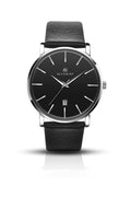 Accurist Gents Analogue Watch With Black Dial And Black Leather Strap 7124