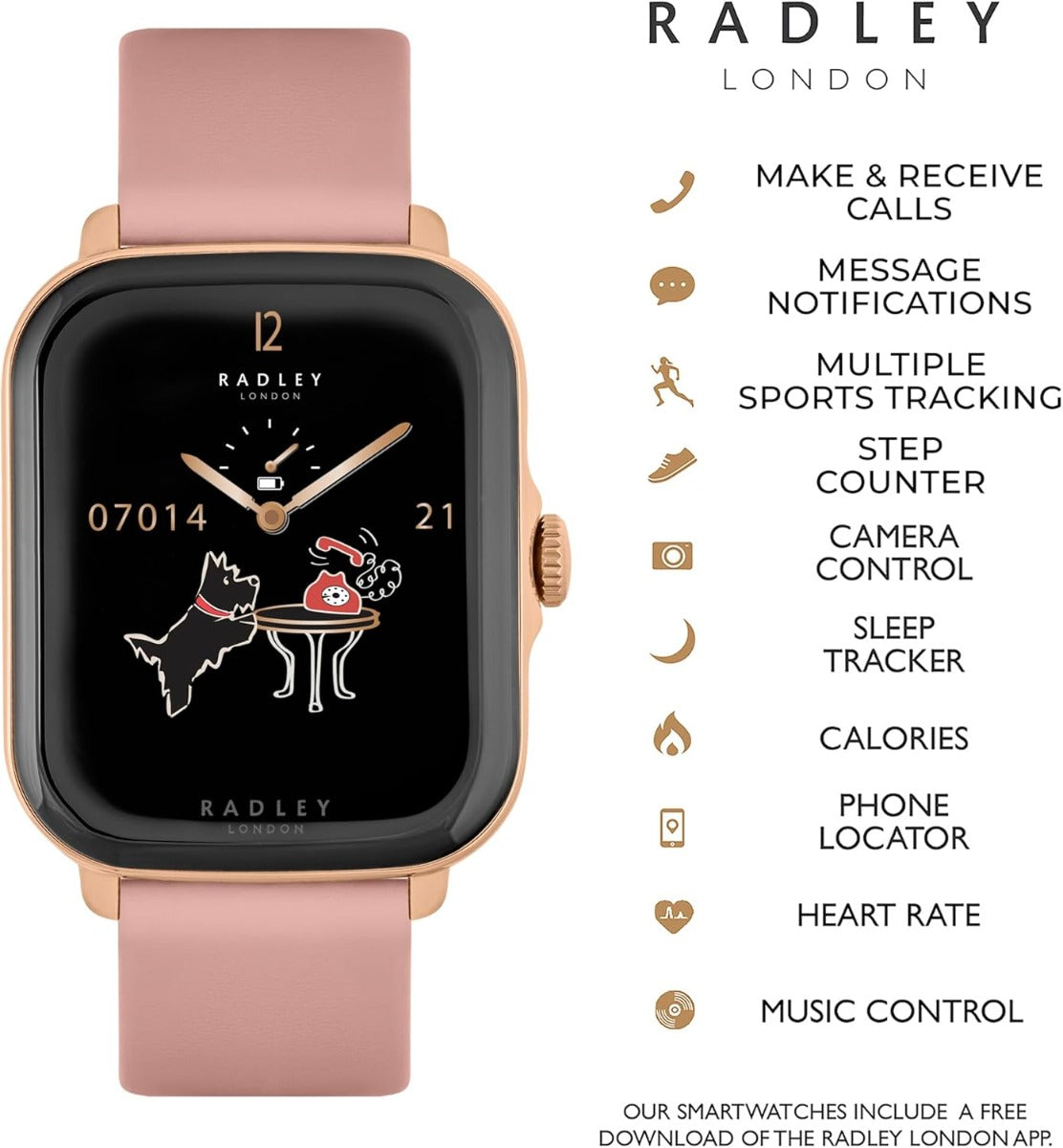 Radley Series 20 Smart Watch with Pink Silicone Strap RYS20-2124