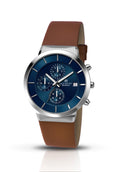 Accurist Gents Analogue Chronograph Watch With Blue Dial And Tan Leather Strap 7132