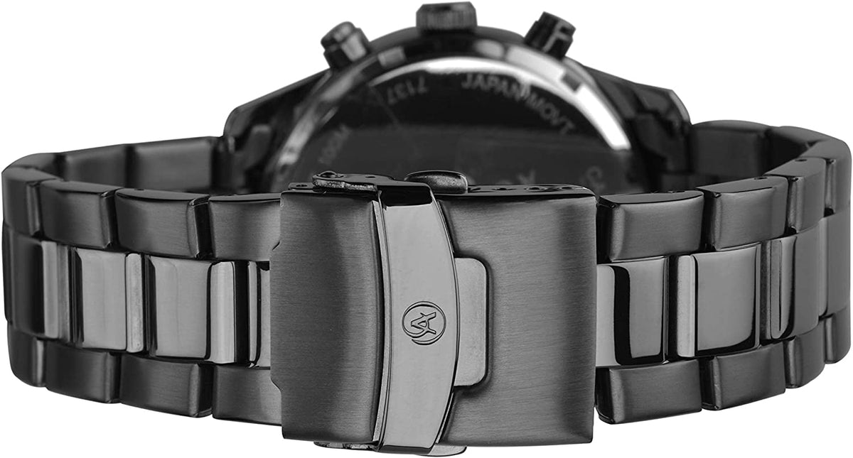 Accurist Mens Chronograph Watch with Blue Dial and Black Stainless Steel Bracelet 7137