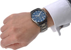 Accurist Mens Chronograph Watch with Blue Dial and Black Stainless Steel Bracelet 7137