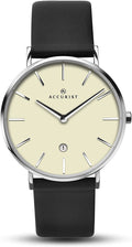 Accurist Classic Mens Watch with Cream Dial and Black Leather Strap 7144