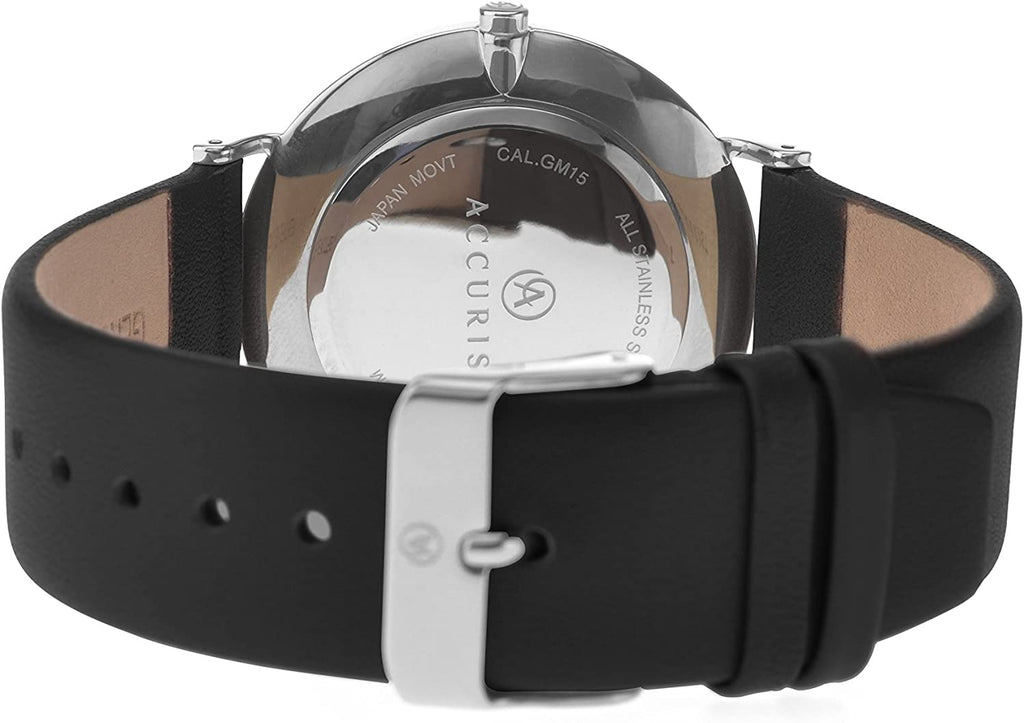 Accurist Classic Mens Watch with Cream Dial and Black Leather Strap 7144