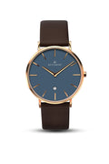 Accurist Mens Quartz Watch with Blue Dial Analogue Display and Dark Brown Leather Strap 7150