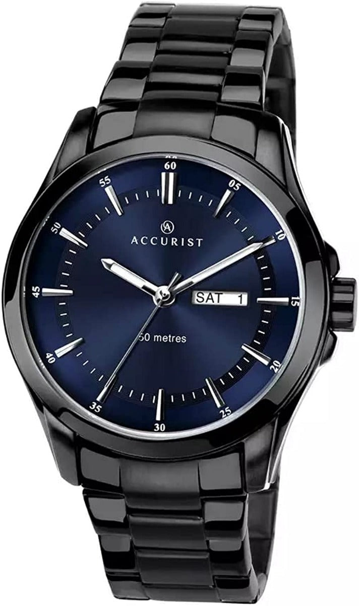 Accurist Men's Watch with Blue Dial and Black Bracelet 7156