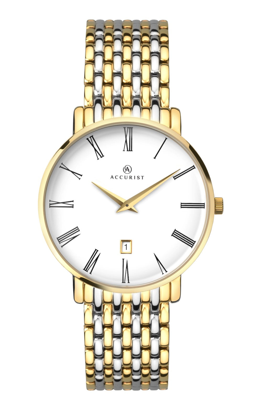 Accurist Gents Analogue Watch With White Dial And Two Tone Bracelet 7159