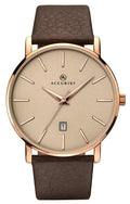 Accurist Mens Analogue Classic Quartz Watch with Brown Leather Strap and Gold Dial 7166