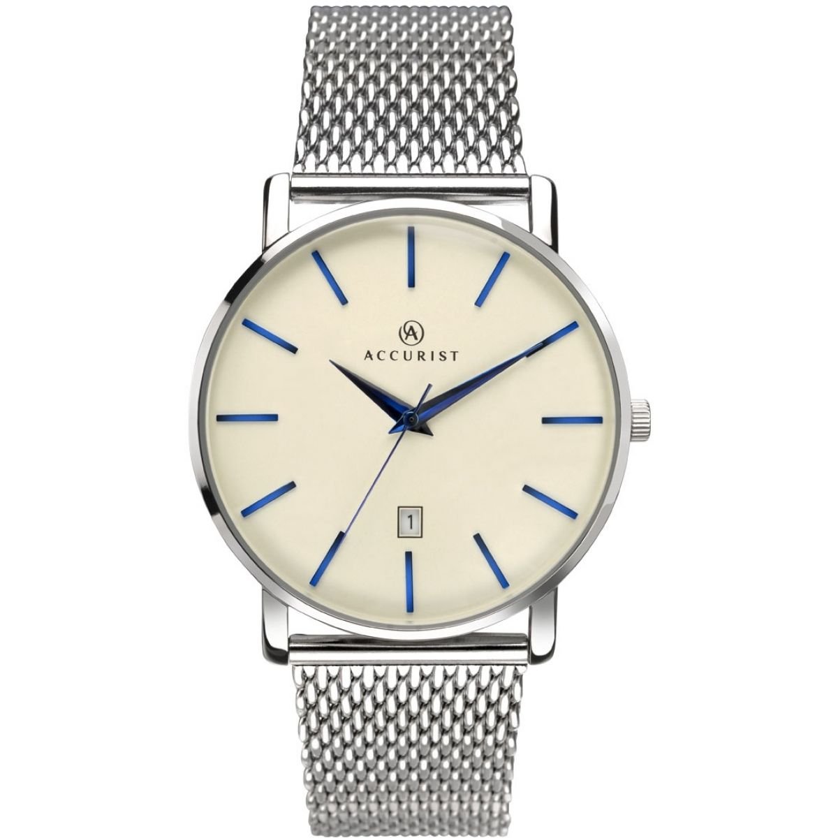 Accurist Gents Classic Watch with Cream Dial and Silver Strap 7171