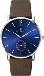 Accurist Classic Mens Watch with Blue Dial and Brown Leather Strap 7174