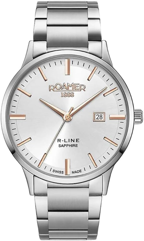 Roamer R-Line Mens Watch with Silver Dial and Stainless Steel Bracelet 718833 41 15 70