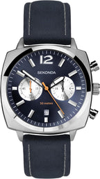 Sekonda Airborne Mens Watch with Blue Dial and Blue Leather Strap 30027