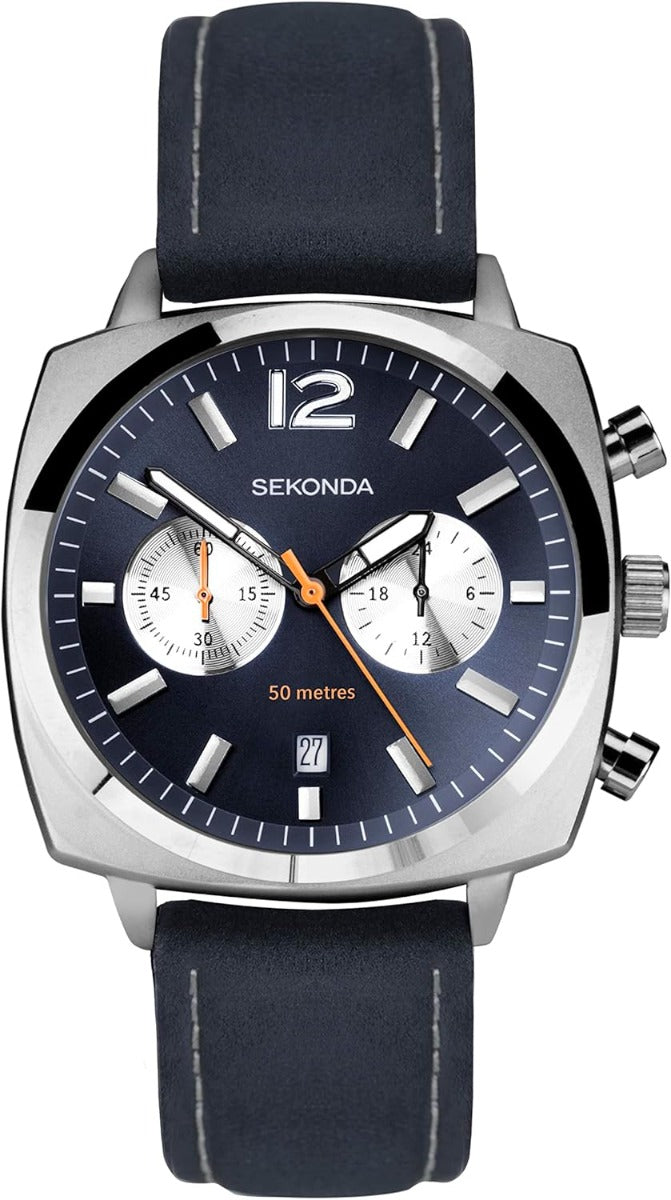 Sekonda Airborne Mens Watch with Blue Dial and Blue Leather Strap 30027