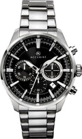 Accurist Gents Analogue Quartz Watch With Black Chronograph Dial And silver Stainless Steel Bracelet 7194