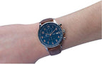 Accurist Mens Watch with Blue Dial and Brown Leather Strap 7196