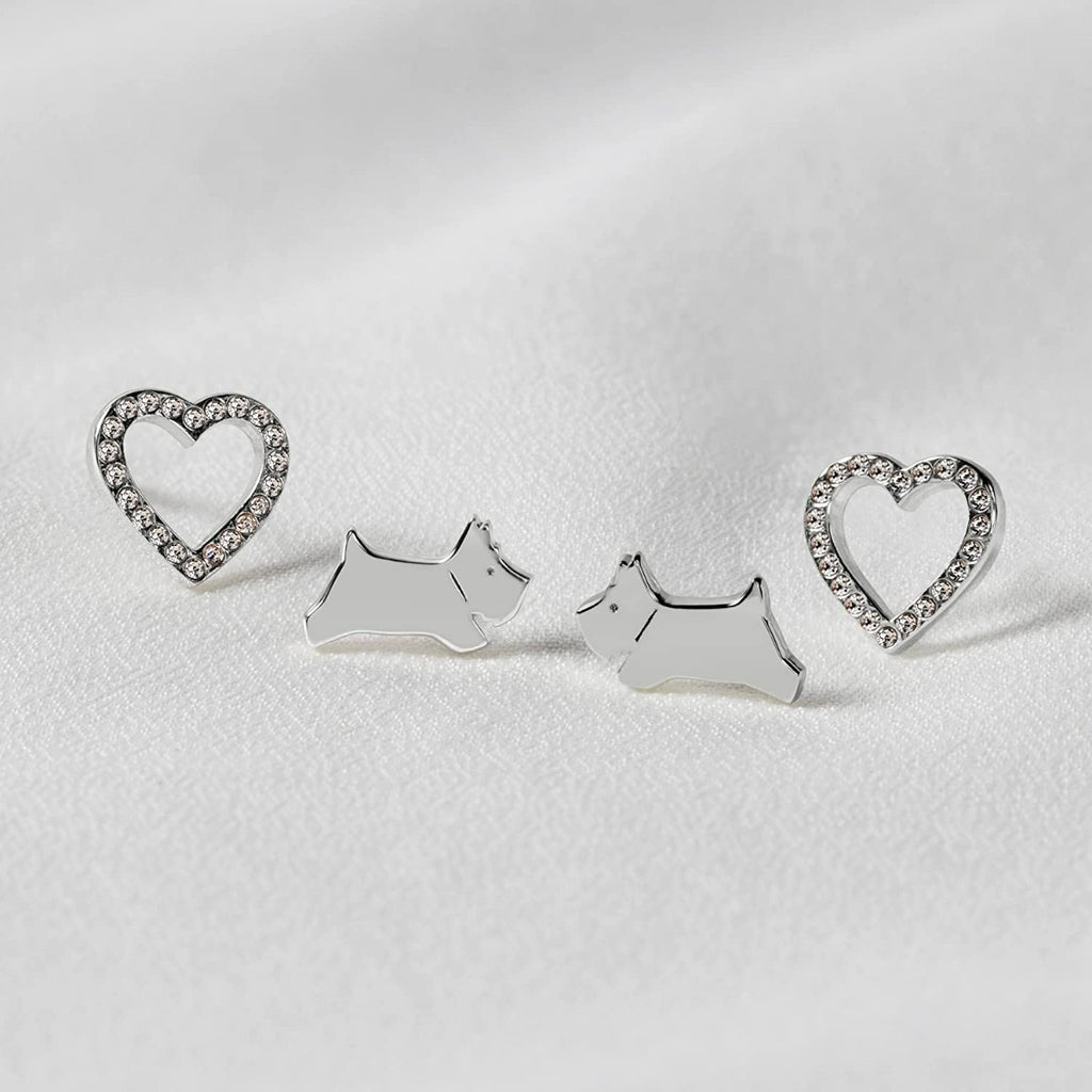 Radley Ladies Sterling Silver Twin pack Jumping Dog and Heart Earrings RYJ1237-CARD
