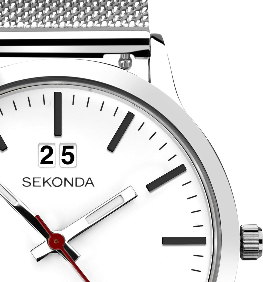 Sekonda Mens Watch with White Dial and Silver Milanese Bracelet 1940