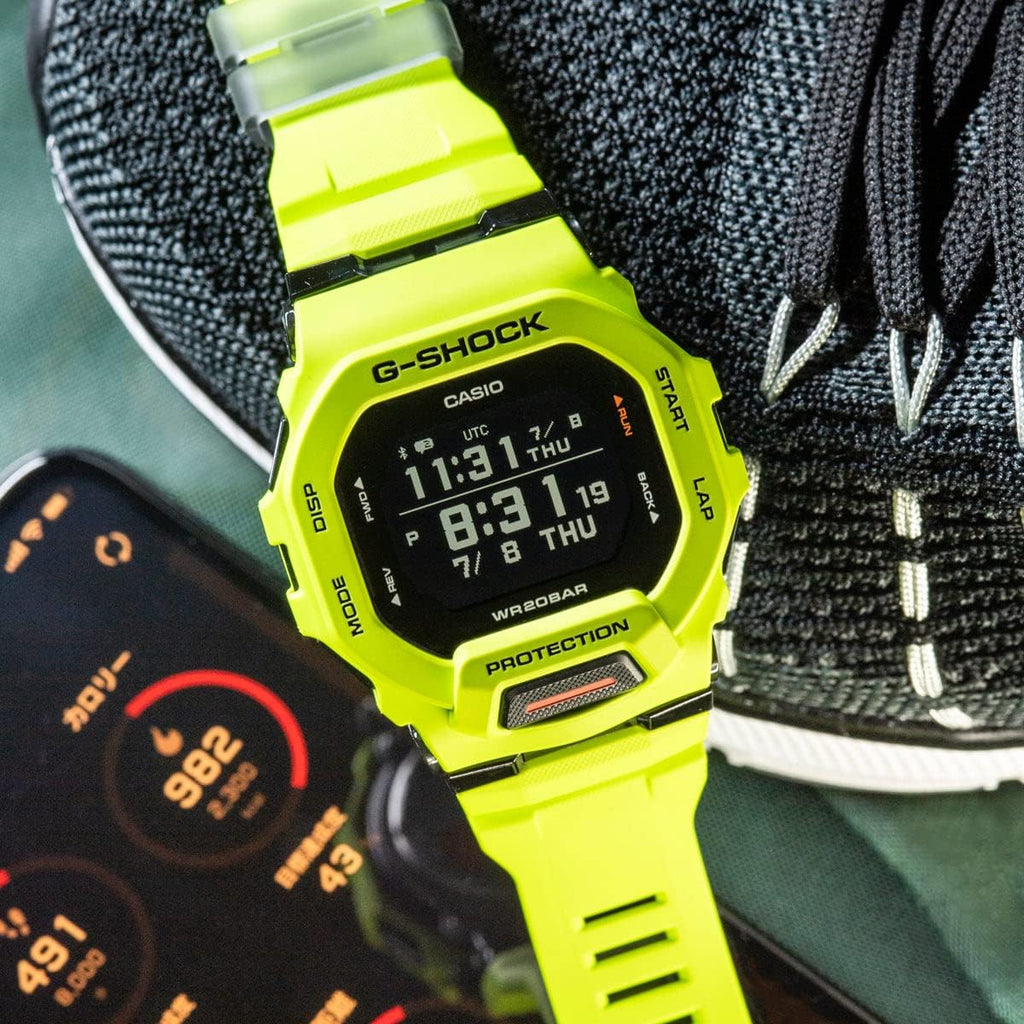 Casio G-Shock Mens Analogue-Digital Watch with Black Dial and Lime Green Strap GBD-200-9ER