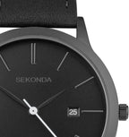 Sekonda Mens Watch with Black Dial and Black Leather Strap 30134