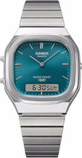 Casio Collection Mens Analogue- Digital Watch with Green Dial and Silver Strap AQ-240E-3AEF