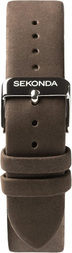 Sekonda Mens Watch with Black Dial and Brown Suede Leather Strap 1988