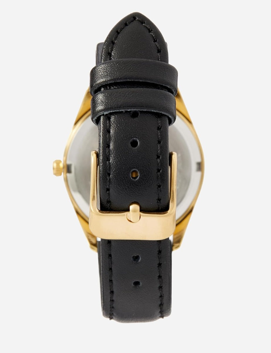 Foneddigesau Lorus Gwylio Solar gydag Wyneb Gwyn a Strap Lledr Du RY518AX9