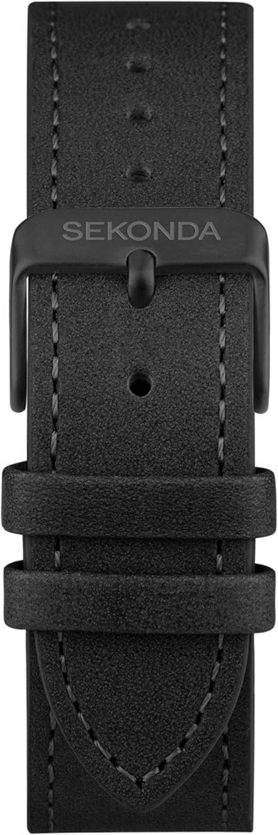 Sekonda Mens Watch with Black Dial and Black Leather Strap 30134
