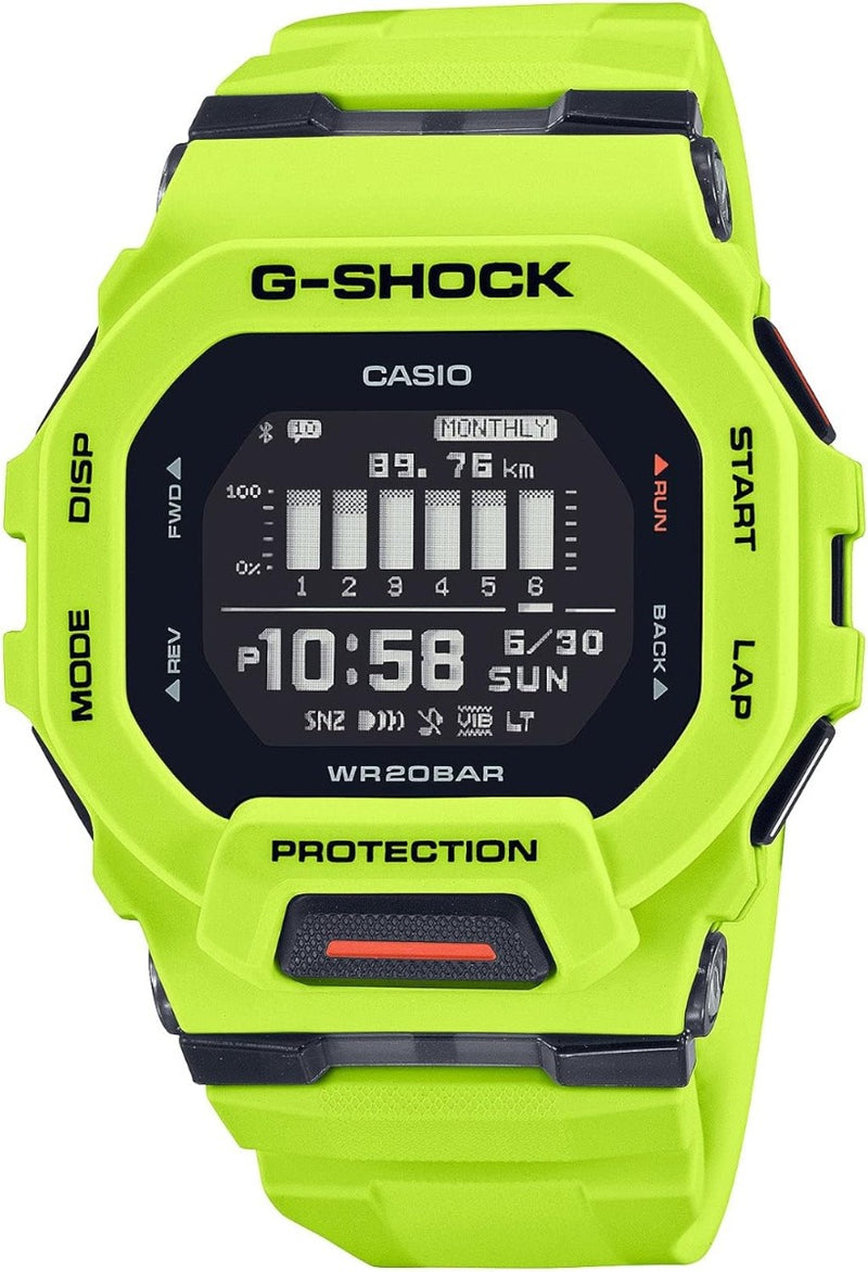 Casio G-Shock Mens Analogue-Digital Watch with Black Dial and Lime Green Strap GBD-200-9ER