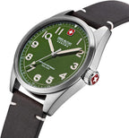 Swiss Military Hanowa Mens Watch with Green Dial and Brown Leather Strap SMWGA2100404
