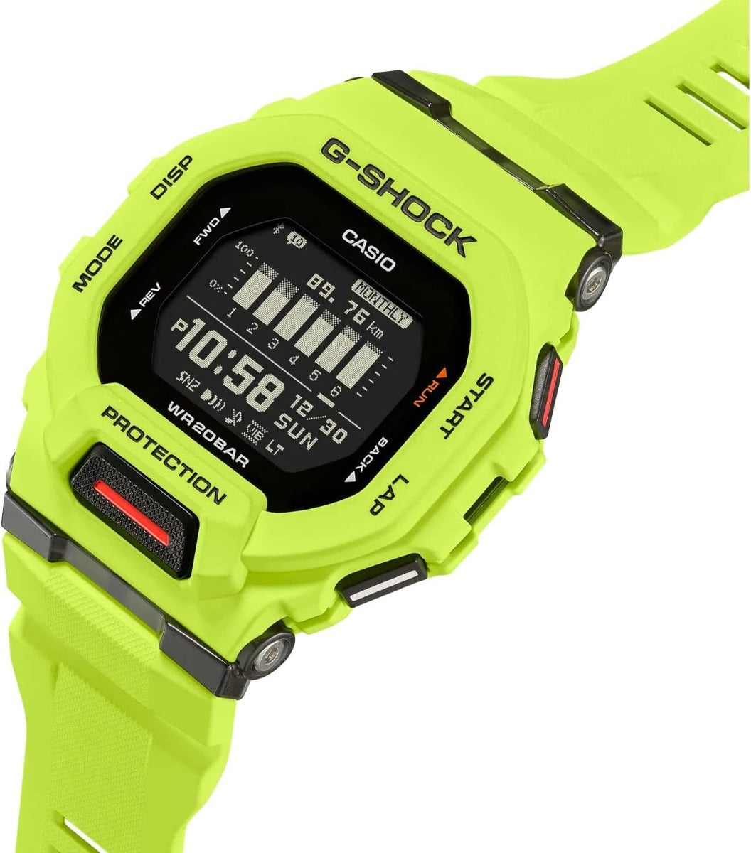 Casio G-Shock Mens Analogue-Digital Watch with Black Dial and Lime Green Strap GBD-200-9ER