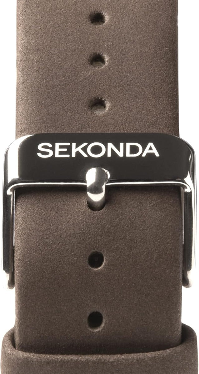 Sekonda Mens Watch with Black Dial and Brown Suede Leather Strap 1988