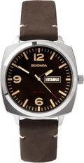 Sekonda Mens Watch with Black Dial and Brown Suede Leather Strap 1988