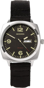 Sekonda Mens Watch with Black Dial and Black Canvas Strap 1992