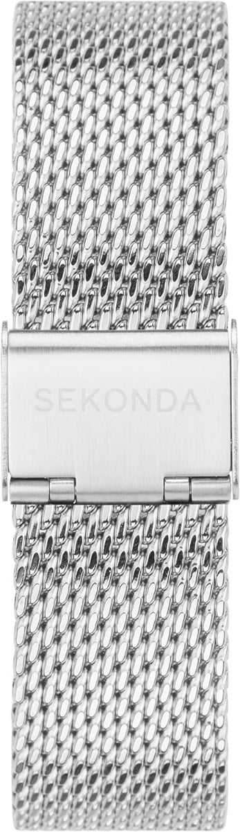 Gwylio Sekonda Airborne i Ddynion gyda Deial Du a Strap Arian 30101