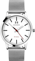 Sekonda Mens Watch with White Dial and Silver Milanese Bracelet 1940